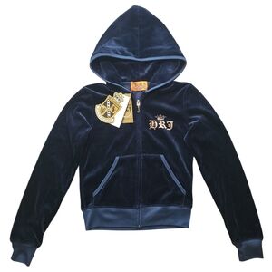 Juicy Couture Kids Y2K Velour Hoodie Her Royal Juicyness Navy NWT S